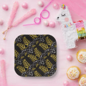 フェスティバルリーフ金ゴールドアールデコヴィンテージシックホリデイ ペーパープレート (パーティー)