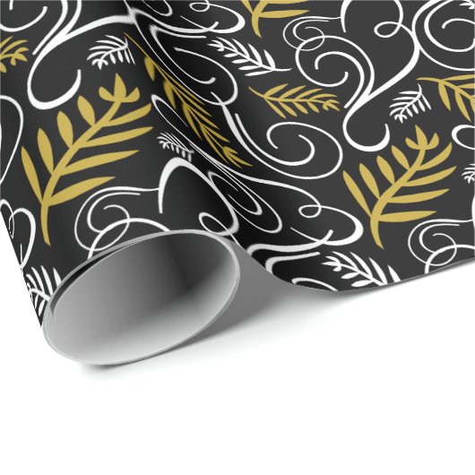 フェスティバルリーフ金ゴールドアールデコヴィンテージシックホリデイ ラッピングペーパー (ロールコーナー)