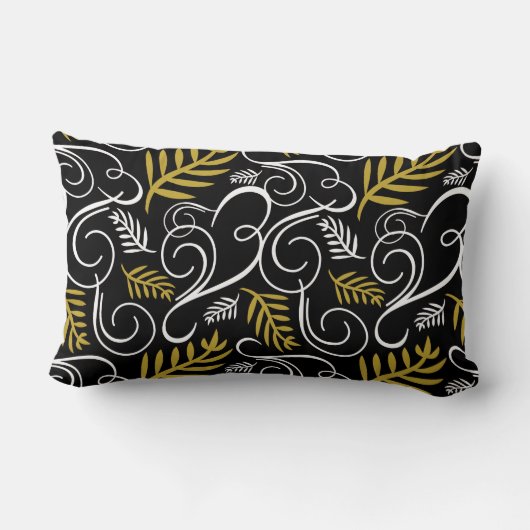 フェスティバルリーフ金ゴールドアールデコヴィンテージシックホリデイ ランバークッション (裏面)