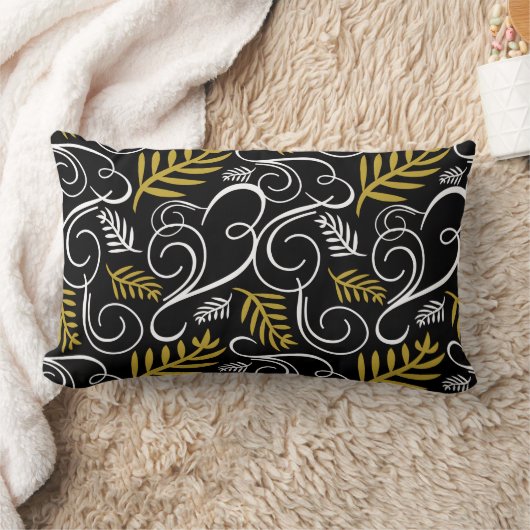 フェスティバルリーフ金ゴールドアールデコヴィンテージシックホリデイ ランバークッション (ブランケット)