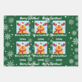 フェスティバルルドルフトナディースノーパーソナライズされたクリスマス ラッピングペーパーシート (正面)