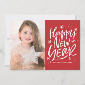 フェスティバルレタリングレッドハッピーニューイヤー写真 シーズンカード (正面)
