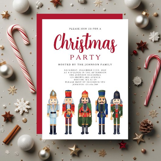フェスティバルレッドくるみ割りクリスマスクリスマスパーティー 招待状