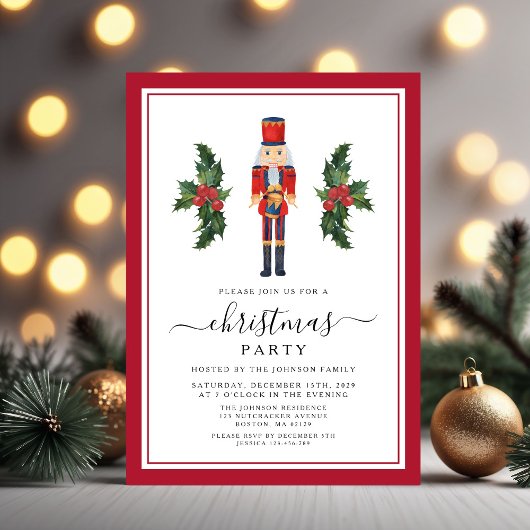 フェスティバルレッドくるみ割りクリスマスクリスマスパーティー 招待状