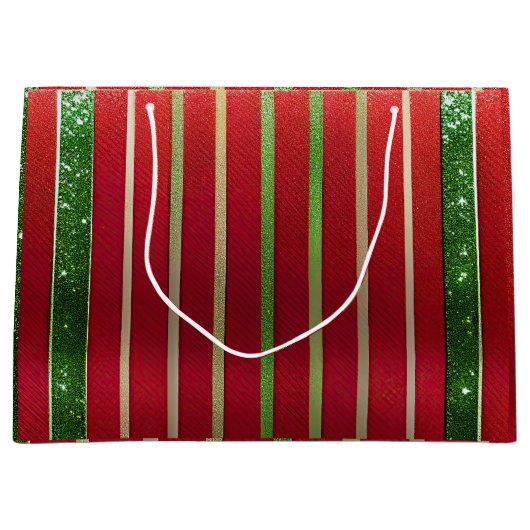 フェスティバルレッドとグリーンクリスマス ラージペーパーバッグ (正面)
