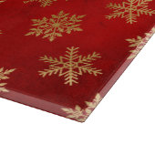 フェスティバルレッドとゴールドフォイル冬の雪片 カッティングボード (角)