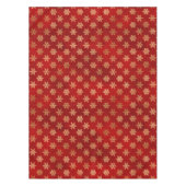 フェスティバルレッドとゴールドフォイル冬の雪片 テーブルクロス (正面)