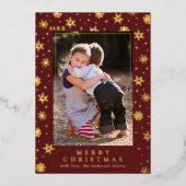 フェスティバルレッドと金ゴールドクラシックスタイルクリスマスフォト 箔シーズンカード (正面)
