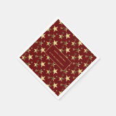 フェスティバルレッドと金ゴールドクリスマススター名の追加 スタンダードカクテルナプキン (角)