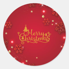 フェスティバルレッドと金ゴールドクリスマスステッカー ラウンドシール