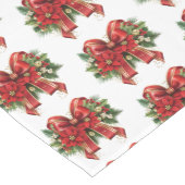 フェスティバルレッドと金ゴールドクリスマスボウパターン ミディアムテーブルランナー (コーナー)