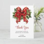 フェスティバルレッドと金ゴールドクリスマスボウ サンキューカード (スタンド正面)