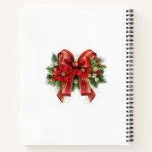 フェスティバルレッドと金ゴールドクリスマスボウ ノートブック (裏面)