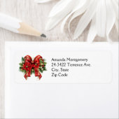 フェスティバルレッドと金ゴールドクリスマスボウ ラベル (インサイチュ)