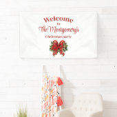 フェスティバルレッドと金ゴールドクリスマスボウ 横断幕 (インサイチュ)