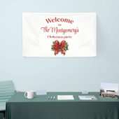 フェスティバルレッドと金ゴールドクリスマスボウ 横断幕 (トレードショー)