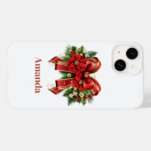 フェスティバルレッドと金ゴールドクリスマスボウ Case-Mate iPhoneケース (裏面 (横))