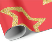 フェスティバルレッドと金ゴールドスター ラッピングペーパー (ロールコーナー)