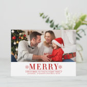 フェスティバルレッドはっきりしたタイポグラフィフォトクリスマスカード 招待状 (スタンド正面)