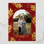 フェスティバルレッドアーチ縁ど写真クリスマスカード 箔シーズンカード (正面)