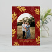 フェスティバルレッドアーチ縁ど写真クリスマスカード 箔シーズンカード (立ち正面)