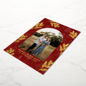 フェスティバルレッドアーチ縁ど写真クリスマスカード 箔シーズンカード (回転した状態)