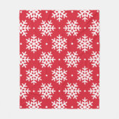 フェスティバルレッドウィンタースノーフレークスパターンホリデー フリースブランケット (正面)