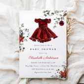 フェスティバルレッドウィンターベビーシャワー招待状ガール 招待状