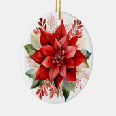 フェスティバルレッドウォーター色クリスマスポインセチア セラミックオーナメント (右)