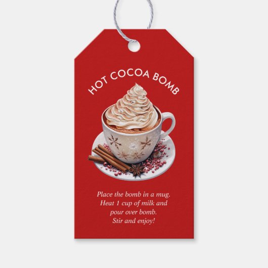 フェスティバルレッドウォーター色ホットココア爆弾 ギフトタグ (正面)