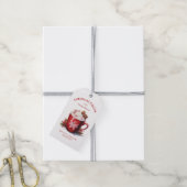 フェスティバルレッドウォーター色ホットココア ギフトタグ (より糸付き)