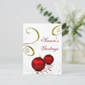 フェスティバルレッドオーナメントクリスマスグリーティングポストカード シーズンポストカード (スタンド正面)