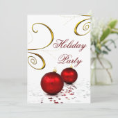 フェスティバルレッドオーナメントホリデーパーティー招待状 招待状 (スタンド正面)