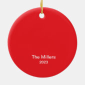 フェスティバルレッドカラフルメリークリスマスライト セラミックオーナメント (裏面)