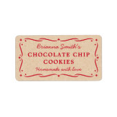 フェスティバルレッドクラフトルックキッチンベーキング料理 ラベル (正面)