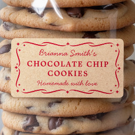 フェスティバルレッドクラフトルックキッチンベーキング料理 ラベル