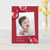 フェスティバルレッドクリスマスオーナメント写真 カード (黄色い花)