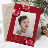 フェスティバルレッドクリスマスオーナメント写真 シーズンカード