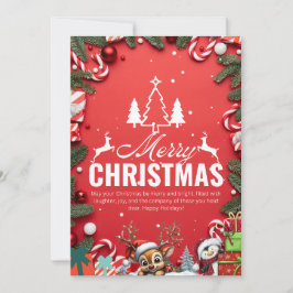フェスティバルレッドクリスマスカードとトナカイの喜び 招待状