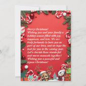 フェスティバルレッドクリスマスカードとトナカイの喜び 招待状 (裏面)