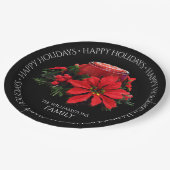 フェスティバルレッドクリスマスキャンドルホリーポインセティアス ペーパープレート (アングル)