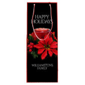 フェスティバルレッドクリスマスキャンドルホリーポインセティアス ワインギフトバッグ (裏面)