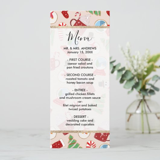 フェスティバルレッドクリスマスクッキーイラストレーションパターン メニュー (スタンド正面)