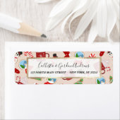 フェスティバルレッドクリスマスクッキーイラストレーションパターン ラベル (インサイチュ)