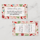 フェスティバルレッドクリスマスクッキーイラストレーションパターン 割引カード (正面/裏面)