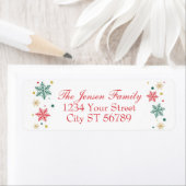 フェスティバルレッドクリスマススノーフレーク差出人住所 ラベル (インサイチュ)