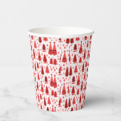 フェスティバルレッドクリスマスツリーの森かわいいパターン 紙コップ (右)