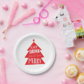 フェスティバルレッドクリスマスツリーパーティー ペーパープレート (パーティー)