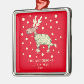 フェスティバルレッドクリスマストナカイスケートで滑る名 メタルオーナメント (左)