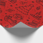 フェスティバルレッドクリスマスドールパターン ラッピングペーパー (角)